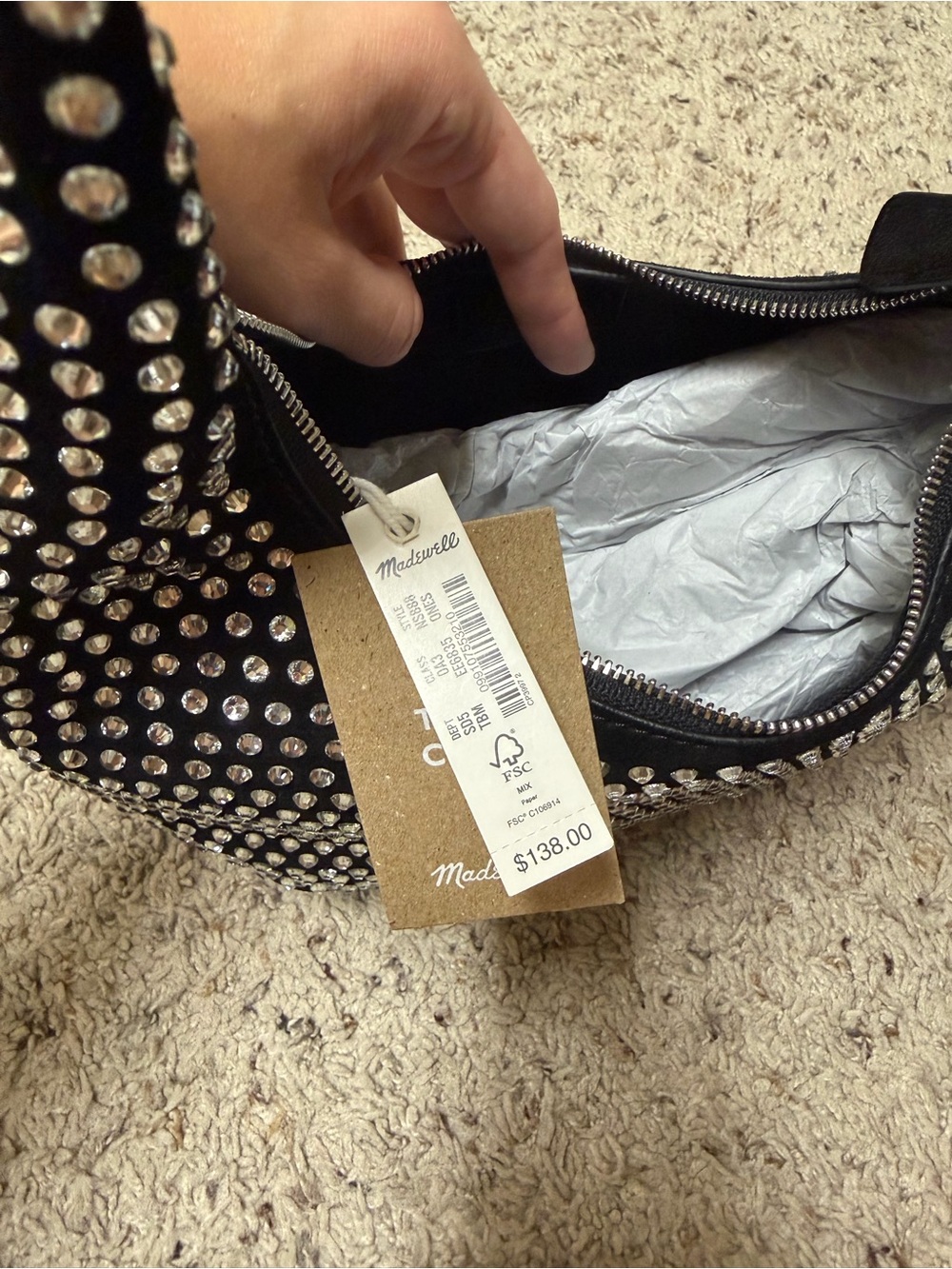 Madewell black suede crystal embellished bag - Picture 5 of 7